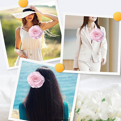 1Pc Flower Polyester Brooches JEWB-CN0001-08C-1