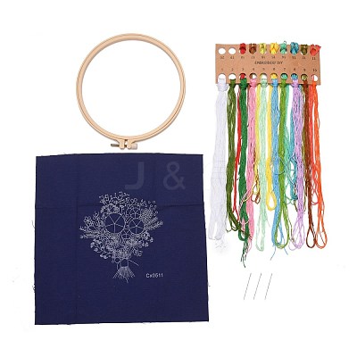 DIY Bouquet Pattern Embroidery Kit DIY-O021-14B-1