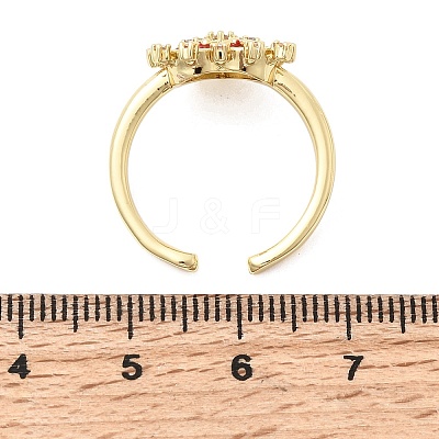 Brass Micro Pave Cubic Zirconia Cuff Open Rings for Women RJEW-B160-09G-1