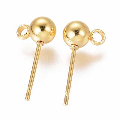 304 Stainless Steel Ear Stud Components X-STAS-F227-18C-G-1