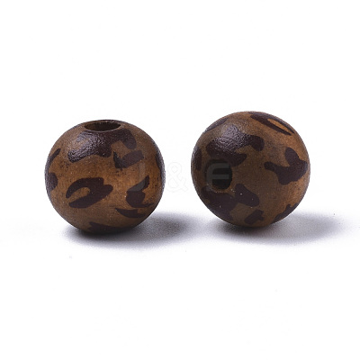 Printed Natural Wood Beads WOOD-R266-03-1