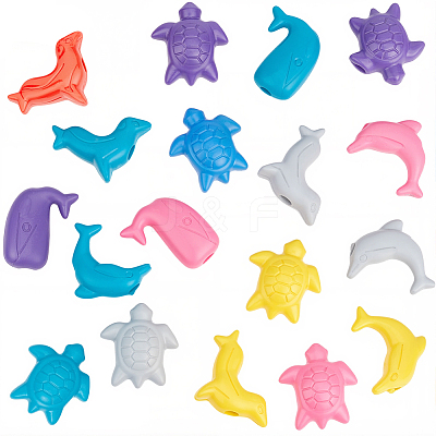 120Pcs Opaque Acrylic European Beads MACR-PA0001-48-1