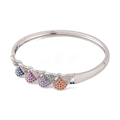 Brass Pave Colorful Cubic Zirconia Hinged Bangles for Women BJEW-S147-32P-C-1
