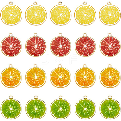 40Pcs 4 Colors Light Gold Alloy Enamel Pendants ENAM-DC0001-16-1