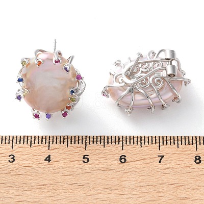 925 Sterling Silver Natural Pearl Stud Earrings EJEW-M078-01P-1