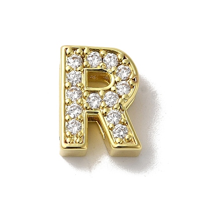 Brass Micro Pave Cubic Zirconia Beads KK-H487-25G-18-1