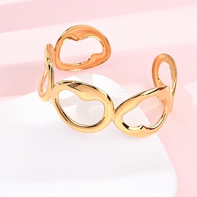 304 Stainless Steel Cuff Bangles for Women BJEW-G749-13G-1