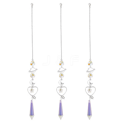 3Pcs Alloy Planet Moon Hanging Ornaments HJEW-TA00367-1