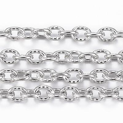 Tarnish Resistant 304 Stainless Steel Textured Cable Chains CHS-H012-01P-1