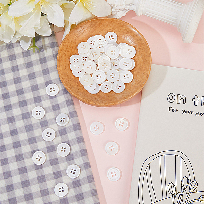 60Pcs Natural Shell Buttons BUTT-WR0001-33-1