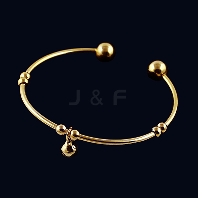 Beautiful Design Real 18K Gold Plated Brass Charm Torque Cuff Bangle BJEW-EE0001-06-1