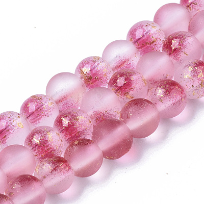 Frosted Spray Painted Glass Beads Strands GLAA-N035-03B-C04-1