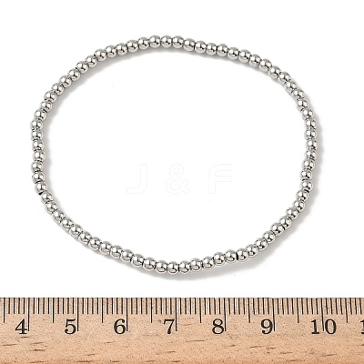 Brass Round Beaded Stretch Bracelets for Men Women BJEW-B148-05A-P-1