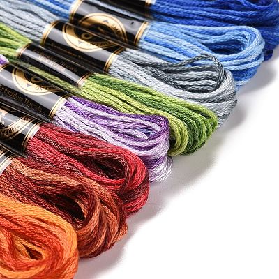 8 Skeins 8 Colors 6-Ply Polyester Embroidery Floss OCOR-M009-01A-01-1