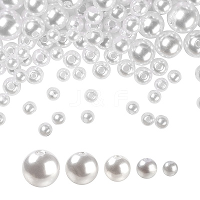 1150Pcs 5 Style ABS Plastic Imitation Pearl Beads KY-LS0001-20-1