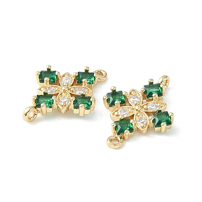 Brass Pave Cubic Zirconia Connector Charms KK-G462-45KCG-01-1