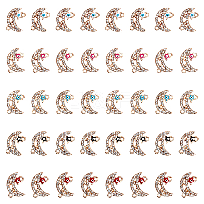 40Pcs 5 Colors Moon Alloy Enamel Connector Charms ENAM-CA0001-55-1