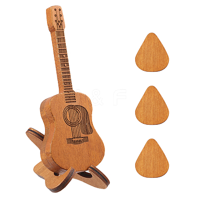 1 Set Guitar Shaped Wood Guitar Pick Box Holder Collector with Magnetic Clasps CON-CA0001-026-1