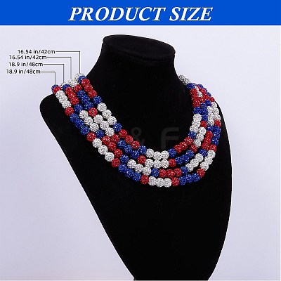 Polymer Clay Rhinestone Round Beaded Necklaces NJEW-SW00049-01-1