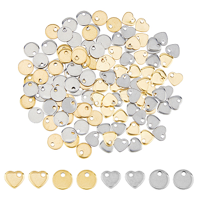 120Pcs 2 Styles 2 Colors 201 Stainless Steel Stamping Blank Tag Pendants STAS-DC0015-77-1