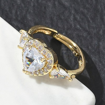 Brass & Cubic Zirconia Finger Rings CU-CBA7E55-15G-1