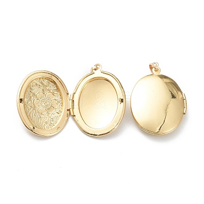 Brass Locket Pendants KK-P199-09G-1