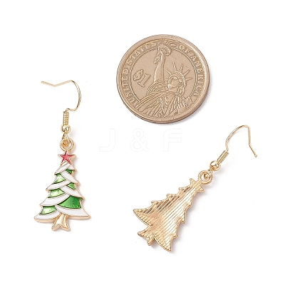 10 Pairs Alloy Enamel Christmas Tree Dangle Earrings EJEW-JE06538-1
