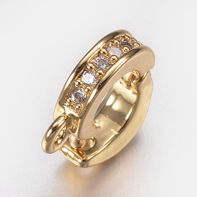 Brass Micro Pave Cubic Zirconia Enhancer Shortener Bails ZIRC-A008-10-01G-1