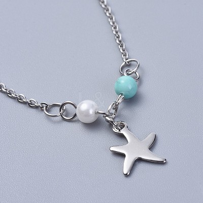 304 Stainless Steel Charm Anklets AJEW-AN00265-01-1