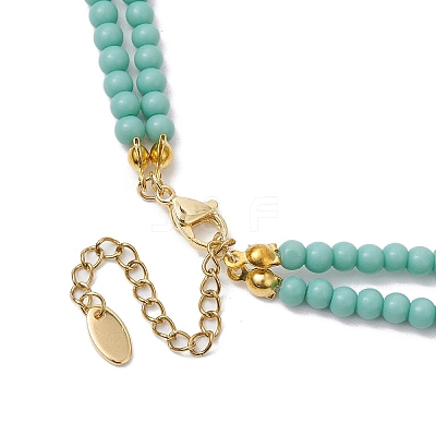 Plastic Imitation Pearl with Glass Necklace NJEW-JN04850-1