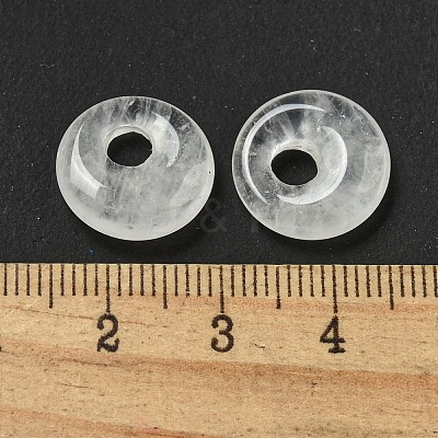 Natural Quartz Crystal Rock Crystal Donut/Pi Disc Charms G-G142-02U-1