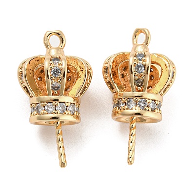 Brass Micro Cubic Zirconia Pendants Bails KK-Q789-16G-1