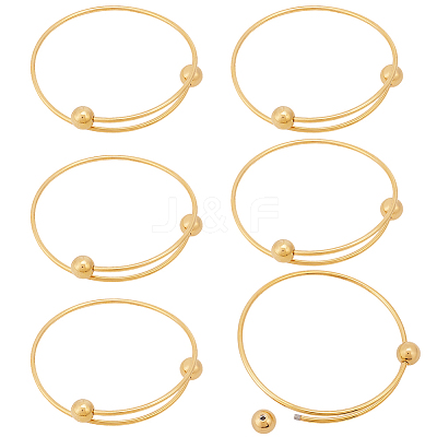 6Pcs Adjustable 304 Stainless Steel Wire Cuff Bangle Making MAK-BBC0001-24A-G-1