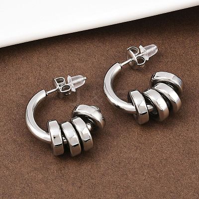 304 Stainless Steel C-Shaped Stud Earrings LS-EJEW-K268-78P-1