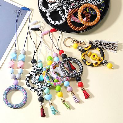 5Pcs Ring Food Grade Eco-Friendly Silicone Focal Beads JX894L-1
