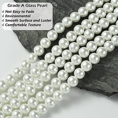 Eco-Friendly  Dyed Glass Pearl Round Beads Strands HY-A002-8mm-RB001-1