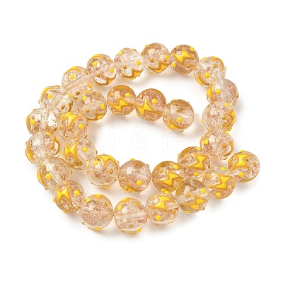 Luminous Handmade Enamel Gold Sand Glass Beads Strands LAMP-U004-08E-1