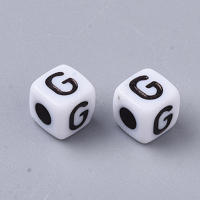 White Opaque Acrylic Beads X-MACR-R869-02G-1
