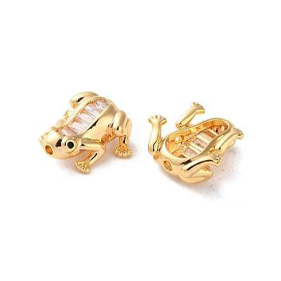 Brass Micro Pave Clear Cubic Zirconia Beads KK-L221-002G-1
