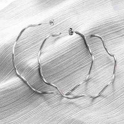 304 Stainless Steel Wavy Stud Earrings EJEW-R028-02P-1