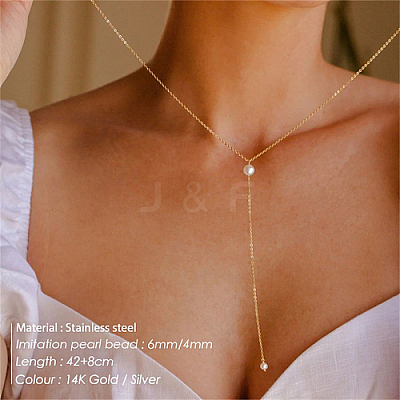 201 Stainless Steel Cable Chains Lariat Necklace PE9205-1-1
