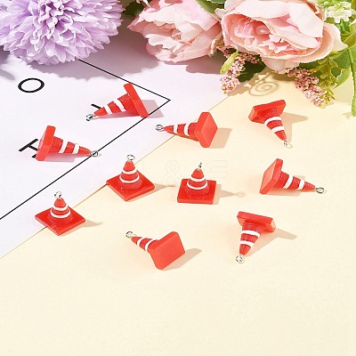 10Pcs Resin Iron Pendants RESI-FS0002-06-1