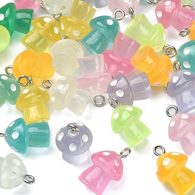 45Pcs 9 Colors Luminous Translucent Resin Pendants RESI-CJ0003-23-1