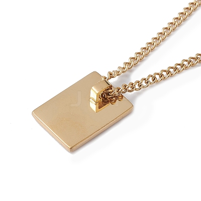 Stainless Steel Initial Letter Rectangle Pendant Necklace for Men Women NJEW-E090-01G-18-1