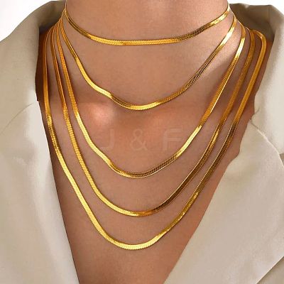 304 Stainless Steel Snake Chain Necklaces for Women WG80FEF-16-1