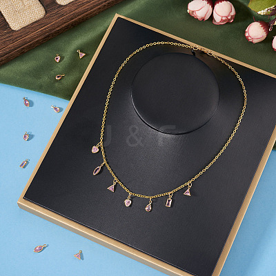 10Pcs 5 Styles Brass Cubic Zirconia Pendants KK-TADJ0001-30A-1
