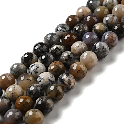 Natural Dendritic Jasper Beads Strands G-E571-32B-1