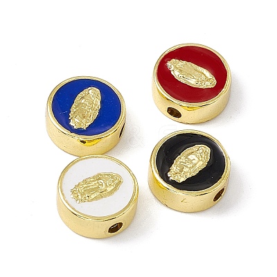 Real 18K Gold Plated Brass Enamel Beads KK-A170-02G-M-1
