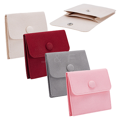 4Pcs 4 Colors Microfiber Jewelry Flap Pouches ABAG-OC0001-19-1