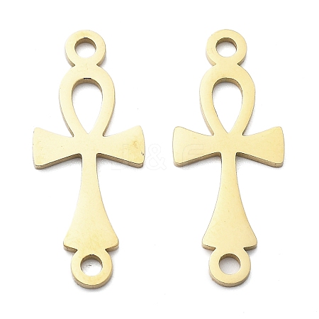 304 Stainless Steel Religion Ankh Cross Links Connector Charms STAS-S153-01G-1